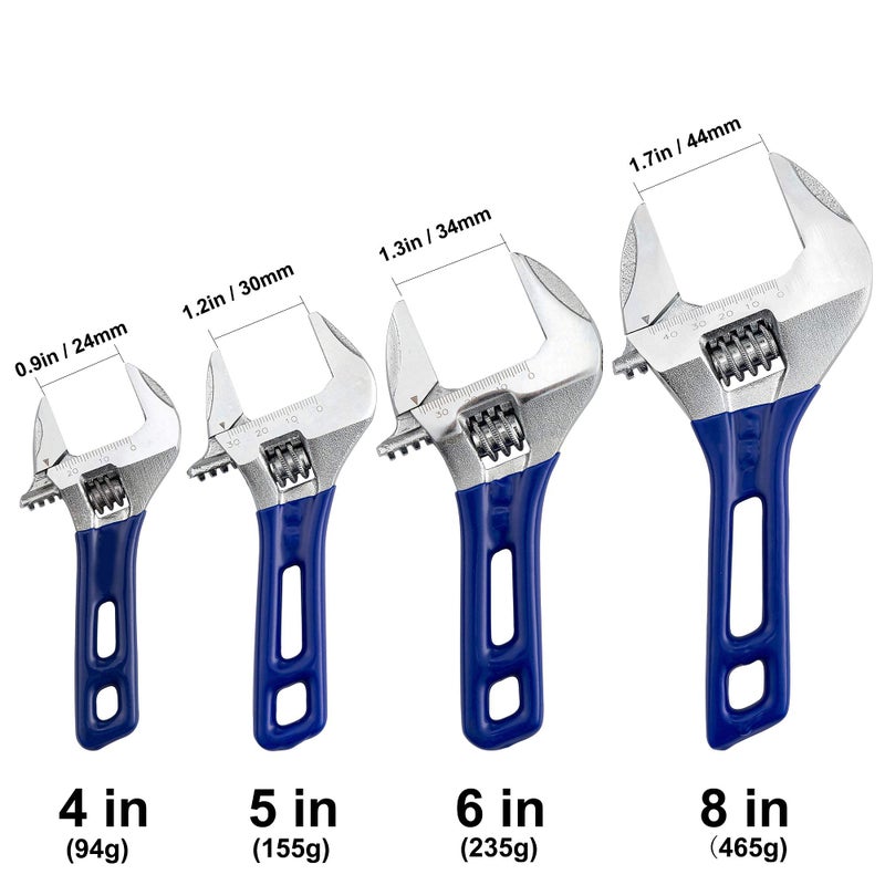 Ainuosen Wide Opening Stubby Adjustable Wrench Spanner with Short Handle 4 inch Chrome Vanadium Steel Forged - Image 2